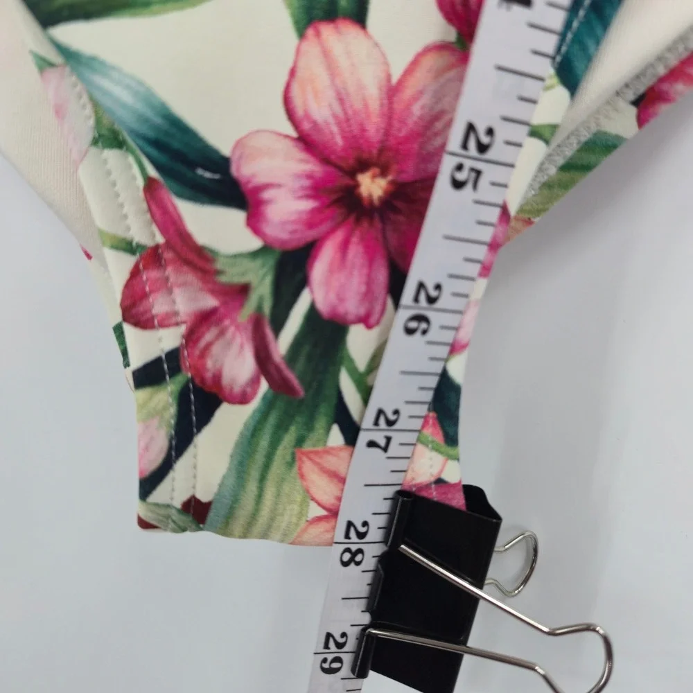 Carmen Marc Valvo One Piece Swimsuit Women 10 Floral Ruffle Asymmetric Tropical